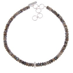 Sterling Silver Faceted Labradorite Necklace (USA)