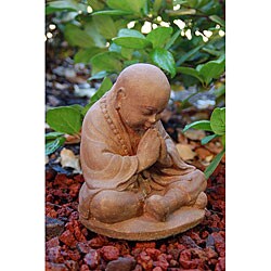 Brown Stone Baby Buddha Monk Sculpture (Indonesia)