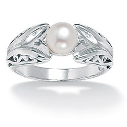 Angelina D'Andrea Sterling Silver White Freshwater Pearl Ring (6mm)