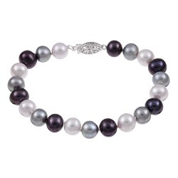 Sterling Silver Multi-Colored Freshwater Pearl Bracelet (7.5-8mm)