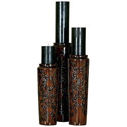 Tropical Brown Porcelain Candle Holders (Set of 3)