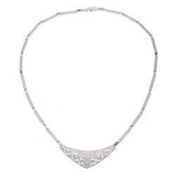 Sterling Silver Multi-gemstone and Diamond Accent Necklace