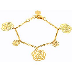 Goldplated Stainless Steel Rose Charm Bracelet