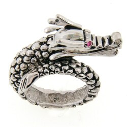 Meredith Leigh Sterling Silver Ruby and White Topaz Dragon Ring