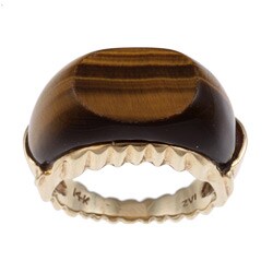 14k Yellow Gold and Tiger Eye 1970's Cocktail Ring