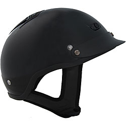 DOT Gloss Black Vented Shorty Motorcycle Helmet