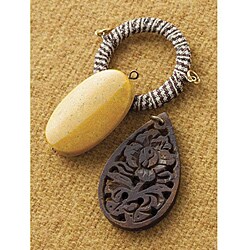 Vintage Groove Carved Wood Pendant Design Combo (Pack of 3)