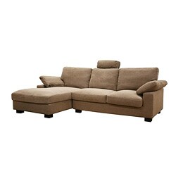 Priscilla Twill Fabric Dark Wood Sectional Sofa