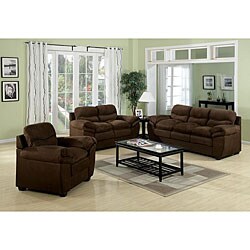Heath Brown Microfiber Sofa Set - Sofa + Loveseat + Chair