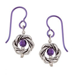 Pewter Purple Velvet-colored Crystal Earrings