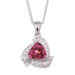 14k White Gold Pink Tourmaline 1/5ct TDW Diamond Necklace (H-I, I1-I2)