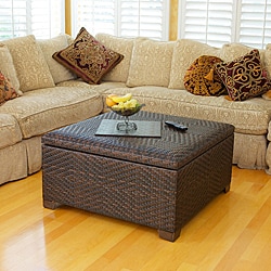 Wicker brown indoor/ outdoor storage ottoman
