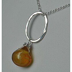 Sterling and Fine Silver Honey Chalcedony Necklace