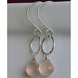 Sterling and Fine Silver Pink Chalcedony Earrings