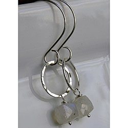 Sterling and Fine Silver Rainbow Moonstone Earrings