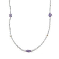 14k Gold Aquamarine and Tanzanite Bead Necklace tanzanite beads