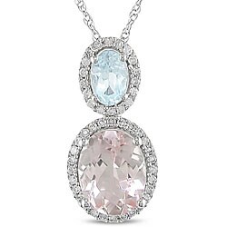 10k Gold Morganite Blue Topaz 1/5ct TDW Diamond Necklace (H-I, I2-I3)