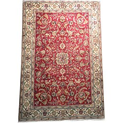 Persian Hand-knotted Tabriz Red/ Ivory Wool Rug (6'7 x 10)
