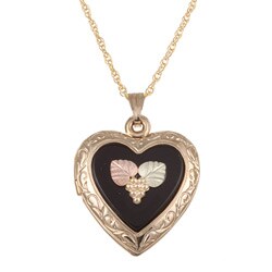 Black Hills Gold Black Onyx Heart-shaped Locket Necklace