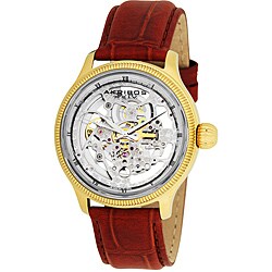Akribos XXIV Men's Goldtone Skeleton Automatic Strap Watch