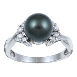 Pearls For You 14k Gold Tahitian Pearl and 1/5ct TDW Diamond Ring (8-9mm) (I-J, I2-I3)