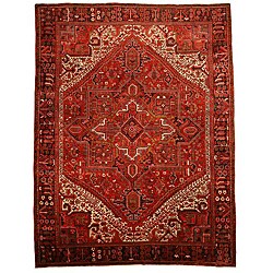 Hand-knotted Heriz Red Wool Rug (9'11 x 13')