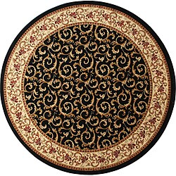 Vine Black Oriental Rug (5'3 Round)