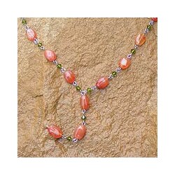 Stainless Steel 'Orange Marmalade' Carnelian Necklace (Thailand)