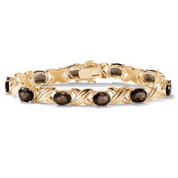 Angelina D'Andrea 14k Gold Overlay Smoky Quartz Bracelet
