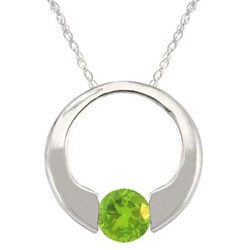 10k Gold August Birthstone Peridot Circle Necklace