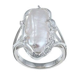 Angelina D'Andrea Sterling Silver Freshwater Biwa Pearl Ring (7-23mm)