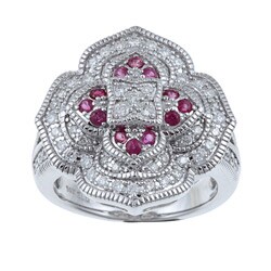 14k White Gold 1/2ct TDW Diamond and Ruby Ring (H-I, I1-I2)