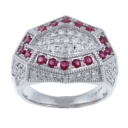 14k White Gold 1/2ct TDW Diamond and Ruby Ring (H-I, I1-I2)
