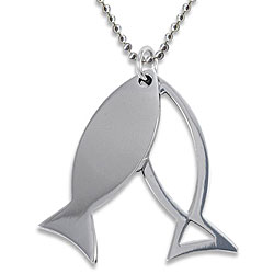 Stainless Steel Jesus Ichthys 2-pc Fish Necklace