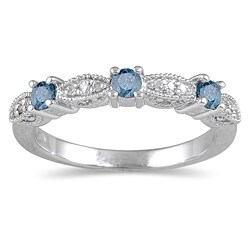 10k White Gold Women's 1/3ct TDW Blue Diamond Wedding Ring