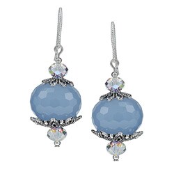 MS DJ Casanova Argentium Silver Faceted Blue Chalcedony Earrings