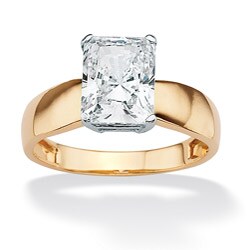 Ultimate CZ 10k Two-tone Gold Emerald-cut Cubic Zirconia Ring