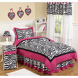 Pink/ Black/ White Zebra Print 3-piece Girl's Full/ Queen-size Bedding Set