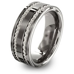 Tungsten Carbide and Sterling Silver Inlay Band