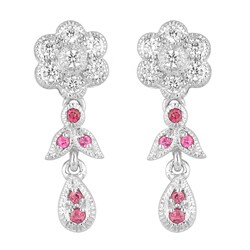 10k White Gold Pink Tourmaline and 1/4ct TDW Diamond Earrings (I-J, I2)