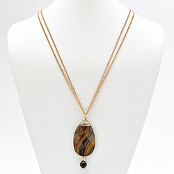 Angelina D'Andrea Gold Overlay Faceted Tiger's Eye Necklace