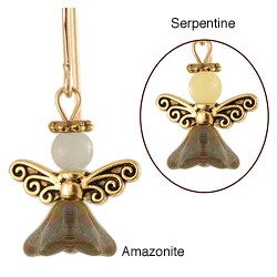 14k Gold Fill 'Peace on Earth' Serpentine or Amazonite Angel Earrings