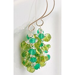 Sterling Silver Peridot and Green Onyx Cascade Earrings