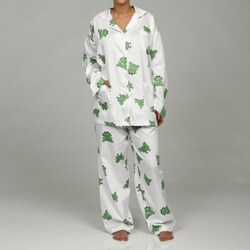 Aegean Apparel Women's Plus Size Frog Print Pajamas