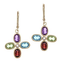 10 14k Yellow Gold Multigemstone and Diamond Accent Cross Earrings