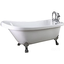 Classique White 57-in Single Slipper Clawfoot Tub and Faucet