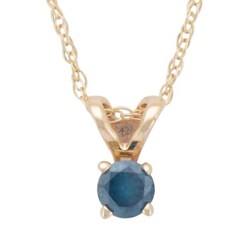 14k Yellow Gold 1/10ct TDW Blue Diamond Pendant