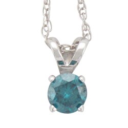 14k White Gold 1/4ct TDW Blue Diamond Pendant