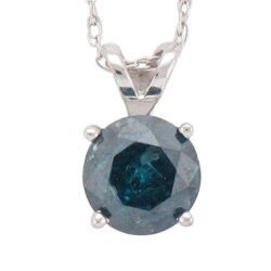 14k White Gold 3/4ct TDW Blue Diamond Pendant