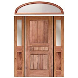 Conception Bolivian Walnut 3-panel Pre-hung Door Unit with Two Sidelights and Elliptical Transom